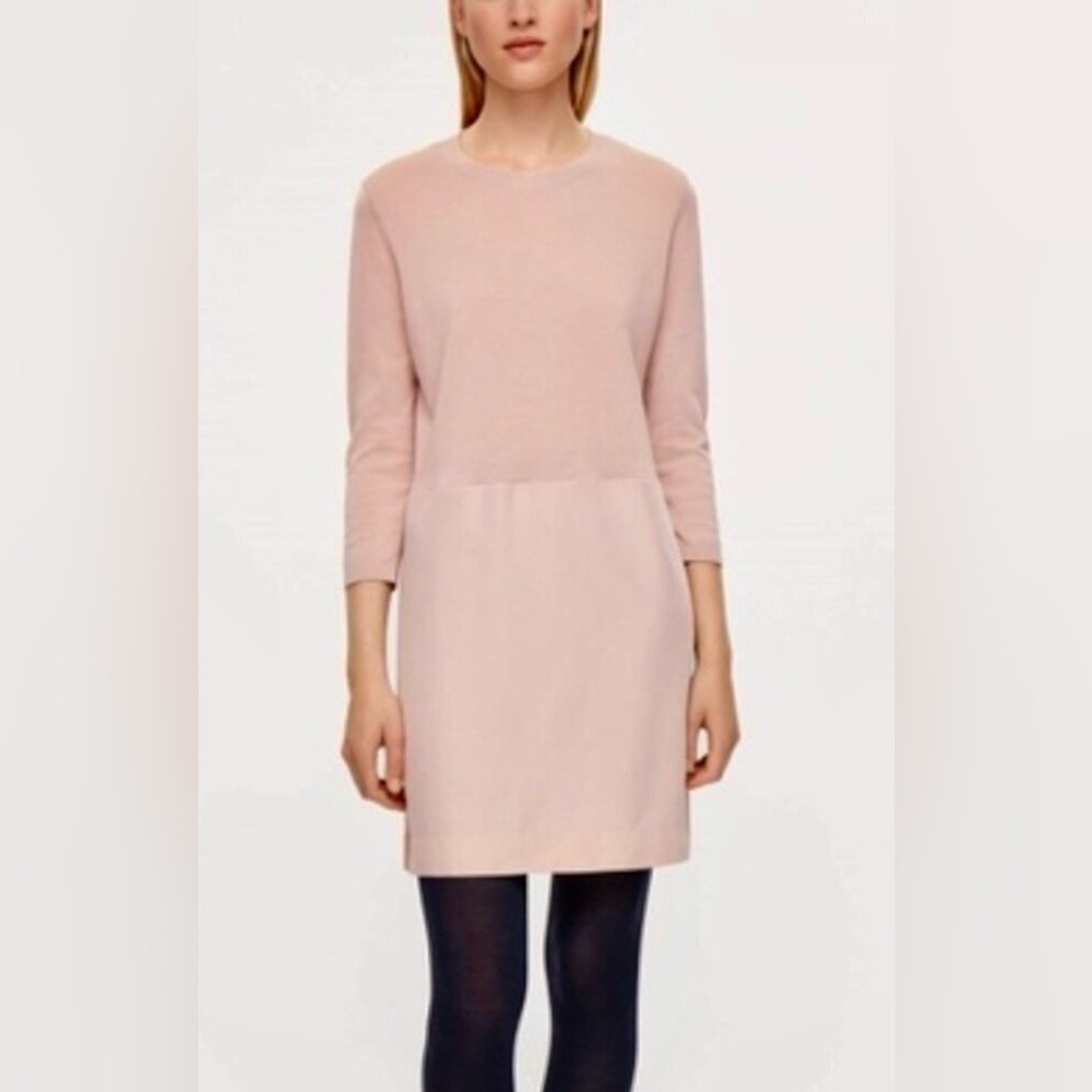 COS Mixed Media Contrast Light Knit Short Casual Dress, sz L
